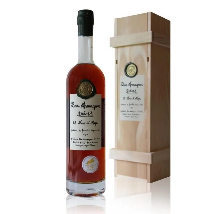 Bas Armagnac DELORD 25ans d'age 70cl con astuccio cassa di legno 70cl